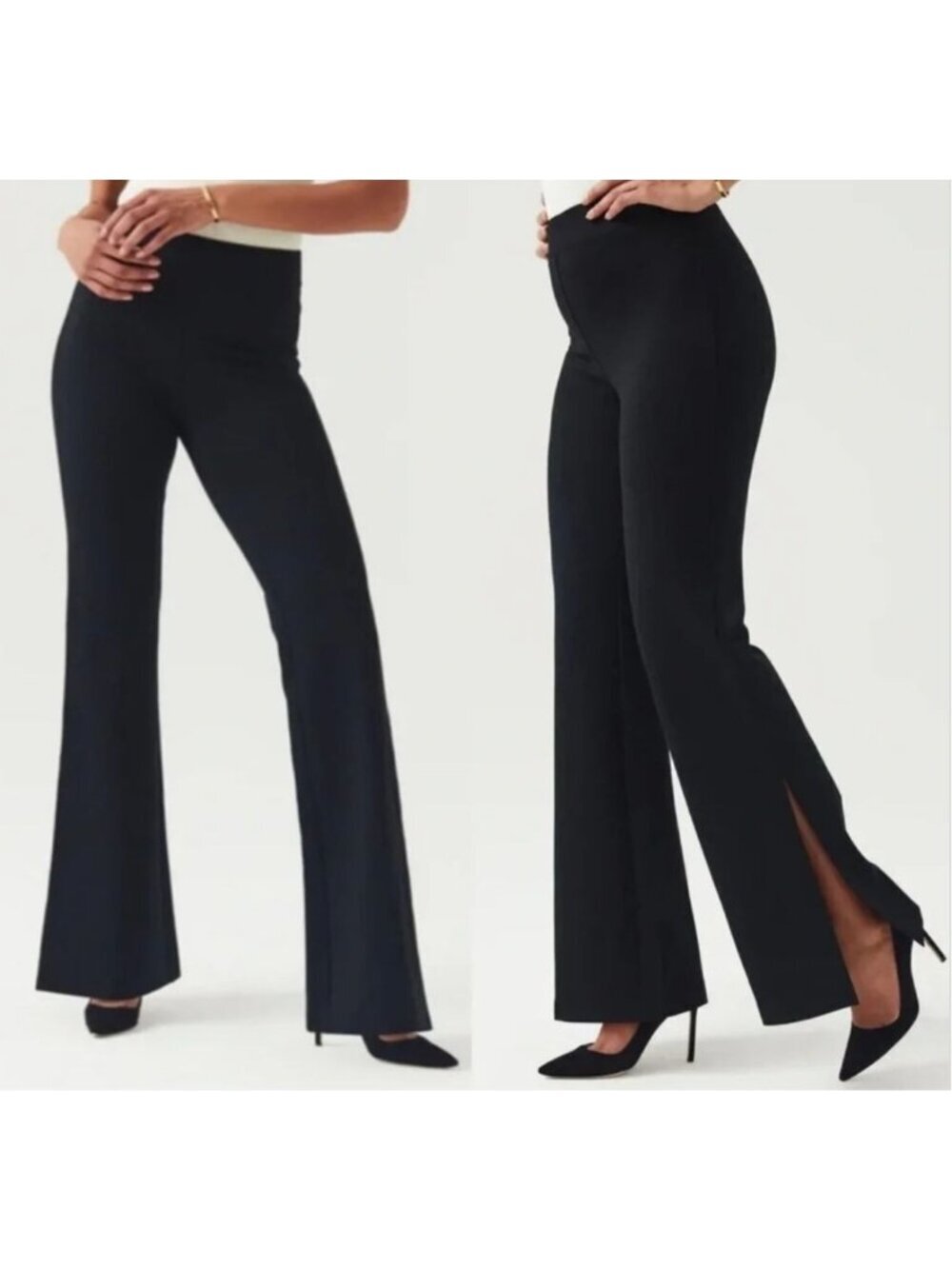 New Spanx Women's Size XL Black Perfect Pant Flare with side slits